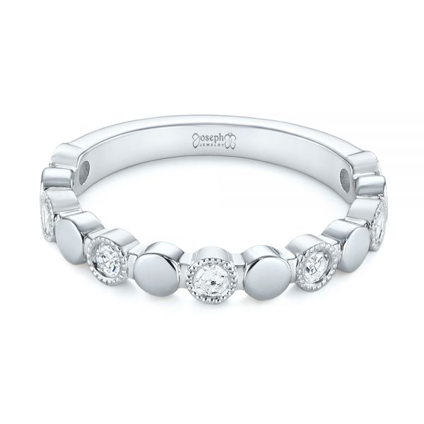 14K Gold And 18k White Gold 14K Gold And 18k White Gold Custom Two-tone Bezel Diamond Wedding Band - Flat View - 104486