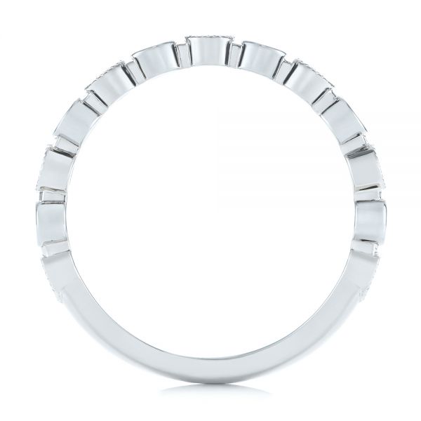 14K Gold And 18k White Gold 14K Gold And 18k White Gold Custom Two-tone Bezel Diamond Wedding Band - Front View - 104486