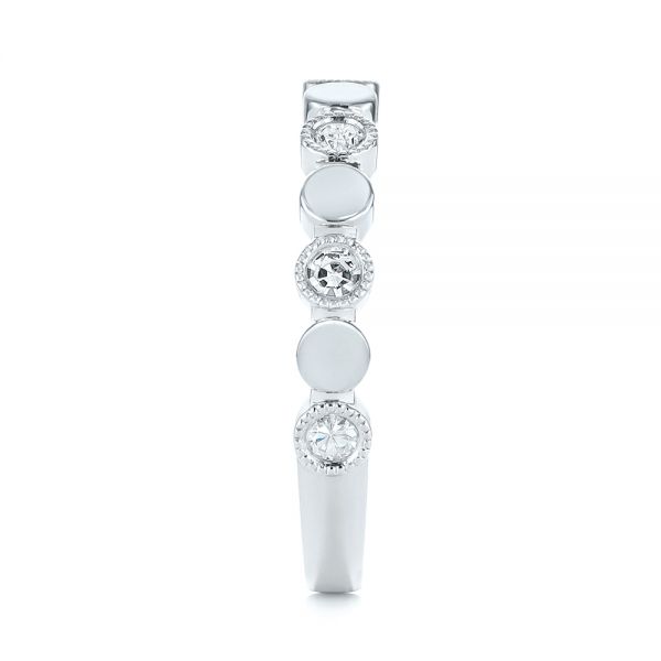14K Gold And 18k White Gold 14K Gold And 18k White Gold Custom Two-tone Bezel Diamond Wedding Band - Side View - 104486