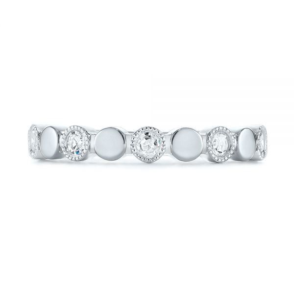 14K Gold And 18k White Gold 14K Gold And 18k White Gold Custom Two-tone Bezel Diamond Wedding Band - Top View - 104486