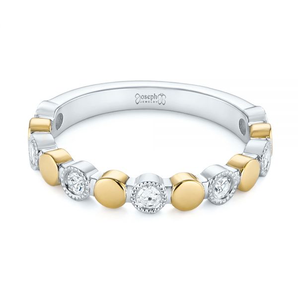 14K Gold And 14k Yellow Gold 14K Gold And 14k Yellow Gold Custom Two-tone Bezel Diamond Wedding Band - Flat View - 104486