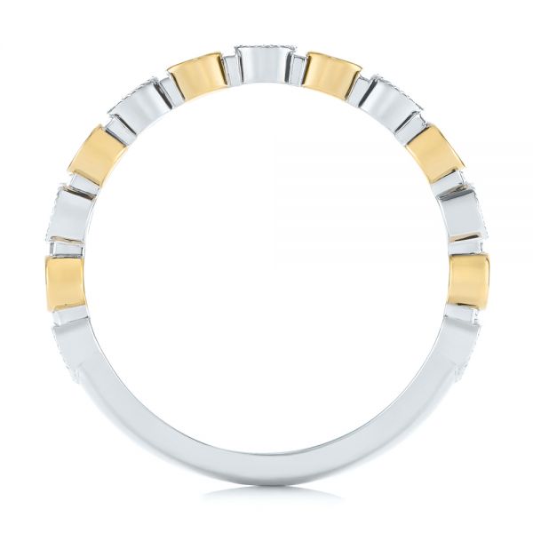  Platinum And 14k Yellow Gold Platinum And 14k Yellow Gold Custom Two-tone Bezel Diamond Wedding Band - Front View -  104486