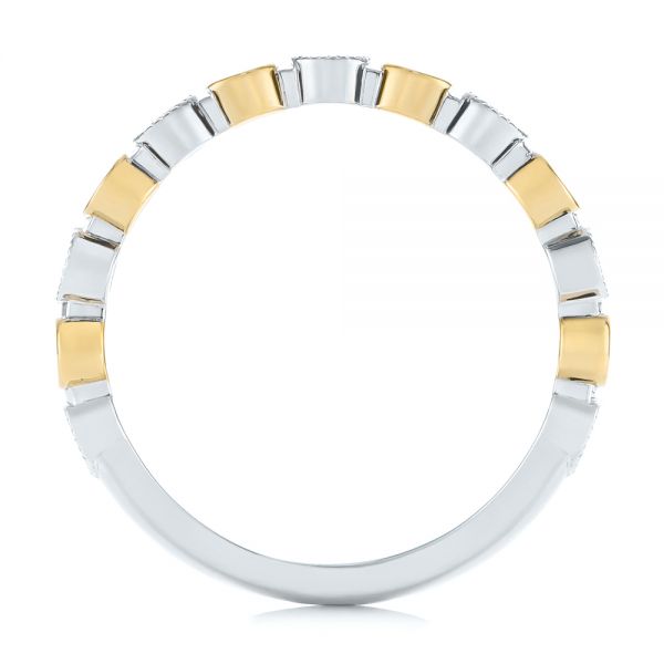  18K Gold And 18k Yellow Gold 18K Gold And 18k Yellow Gold Custom Two-tone Bezel Diamond Wedding Band - Front View -  104486