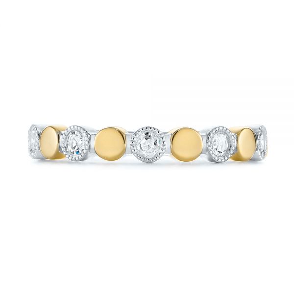 14K Gold And 14k Yellow Gold 14K Gold And 14k Yellow Gold Custom Two-tone Bezel Diamond Wedding Band - Top View - 104486