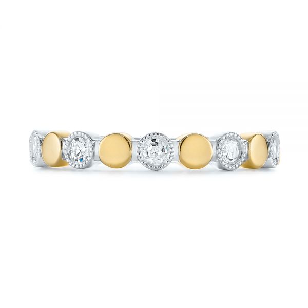  Platinum And 14k Yellow Gold Platinum And 14k Yellow Gold Custom Two-tone Bezel Diamond Wedding Band - Top View -  104486