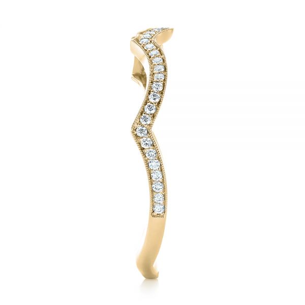 14k Yellow Gold And Platinum 14k Yellow Gold And Platinum Custom Two-tone Diamond Wedding Band - Side View -  103132