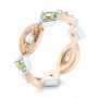 18k Rose Gold And 14K Gold 18k Rose Gold And 14K Gold Custom Two-tone Peridot And Diamond Wedding Band - Three-Quarter View -  103365 - Thumbnail