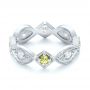 18k White Gold And Platinum 18k White Gold And Platinum Custom Two-tone Peridot And Diamond Wedding Band - Flat View -  103365 - Thumbnail