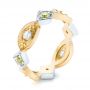 18k Yellow Gold And 18K Gold 18k Yellow Gold And 18K Gold Custom Two-tone Peridot And Diamond Wedding Band - Three-Quarter View -  103365 - Thumbnail