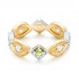 14k Yellow Gold And Platinum 14k Yellow Gold And Platinum Custom Two-tone Peridot And Diamond Wedding Band - Flat View -  103365 - Thumbnail