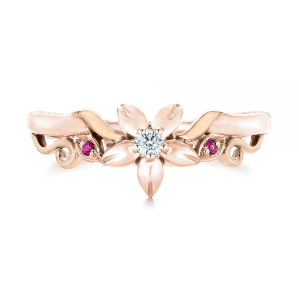 18k Rose Gold And 14K Gold 18k Rose Gold And 14K Gold Custom Two-tone Pink Sapphire And Diamond Wedding Band - Top View - 102828