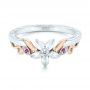 14k White Gold And 14K Gold Custom Two-tone Pink Sapphire And Diamond Wedding Band - Flat View -  102828 - Thumbnail