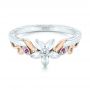 14k White Gold And 18K Gold 14k White Gold And 18K Gold Custom Two-tone Pink Sapphire And Diamond Wedding Band - Flat View -  102828 - Thumbnail