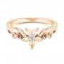 18k Yellow Gold And Platinum 18k Yellow Gold And Platinum Custom Two-tone Pink Sapphire And Diamond Wedding Band - Flat View -  102828 - Thumbnail