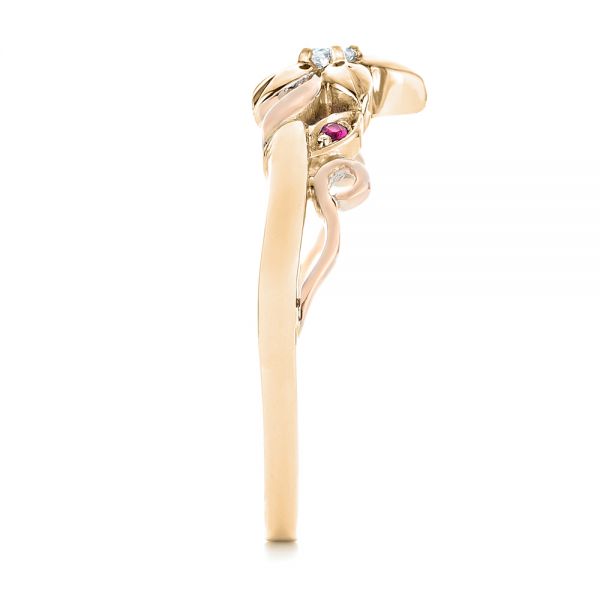 18k Yellow Gold And 14K Gold 18k Yellow Gold And 14K Gold Custom Two-tone Pink Sapphire And Diamond Wedding Band - Side View - 102828