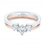  Platinum And 14k Rose Gold Platinum And 14k Rose Gold Custom Two-tone Three Stone Ring - Flat View -  104366 - Thumbnail