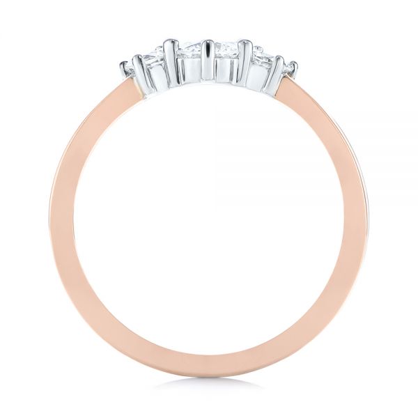 14K Gold And 14k Rose Gold Custom Two-tone Three Stone Ring - Front View - 104366