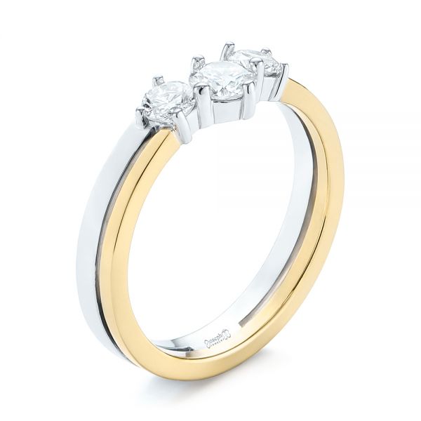 Custom Two-Tone Three Stone Ring - Image