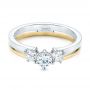  Platinum And 18k Yellow Gold Platinum And 18k Yellow Gold Custom Two-tone Three Stone Ring - Flat View -  104366 - Thumbnail