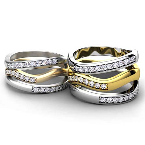 Custom Two Tone Triple Ring Set 990 Seattle Bellevue Joseph Jewelry