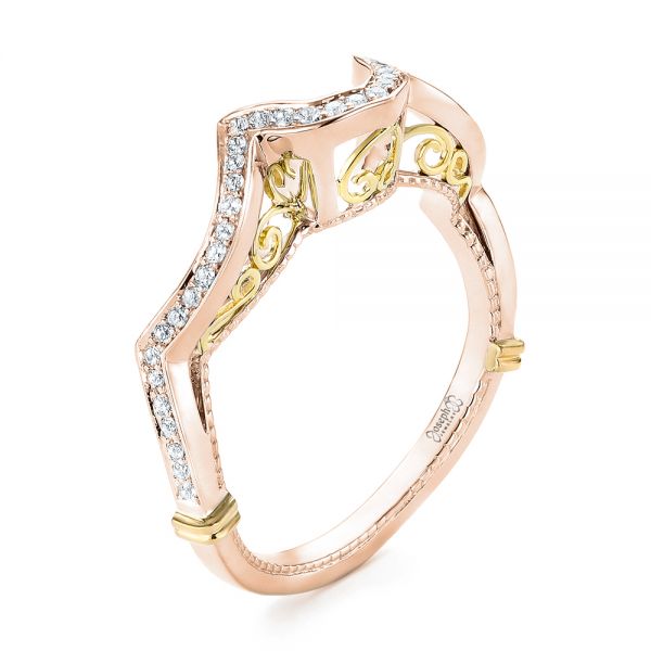 14k Rose Gold And 18K Gold 14k Rose Gold And 18K Gold Custom Two-tone Wedding Band - Three-Quarter View - 103382
