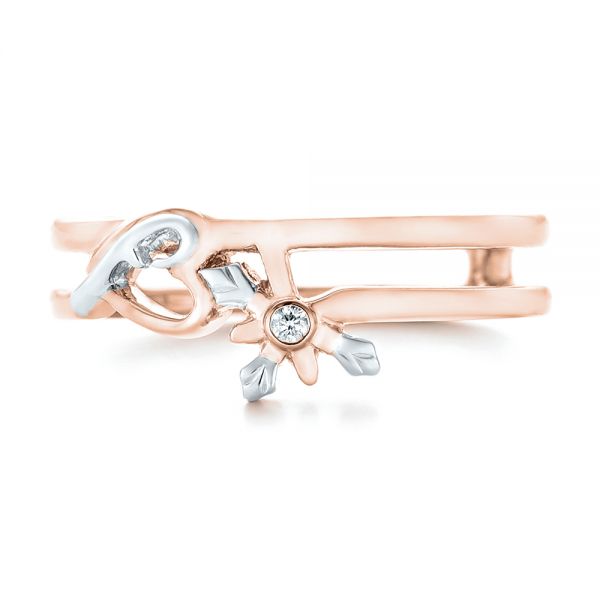 18k Rose Gold And 14K Gold 18k Rose Gold And 14K Gold Custom Two-tone Wedding Band - Top View - 102780