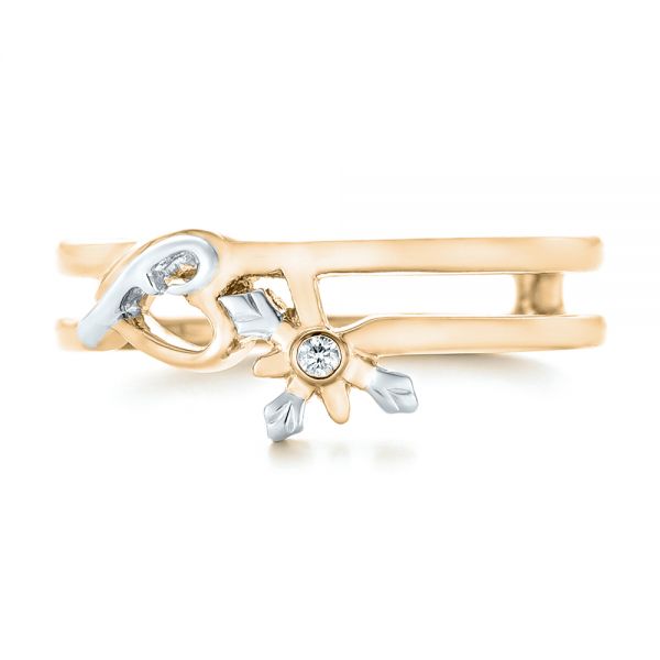18k Yellow Gold And 14K Gold 18k Yellow Gold And 14K Gold Custom Two-tone Wedding Band - Top View - 102780