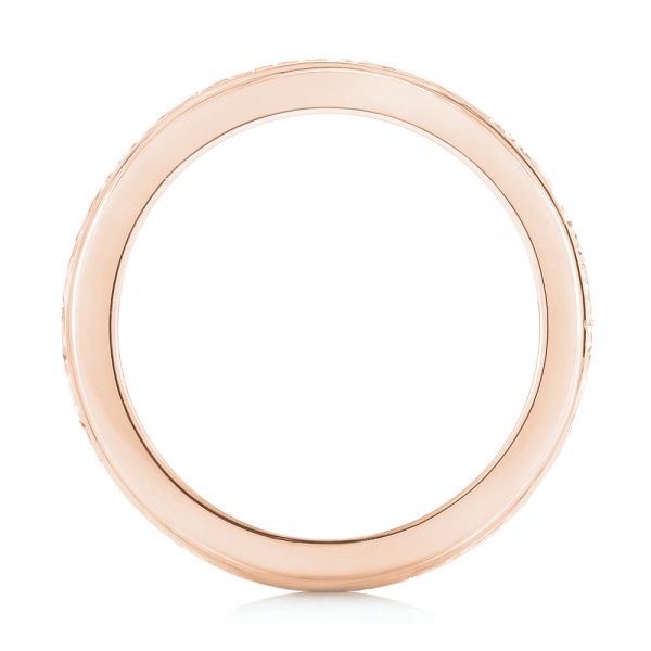 14k Rose Gold 14k Rose Gold Custom Unplated Hand Engraved Wedding Band - Front View - 103516