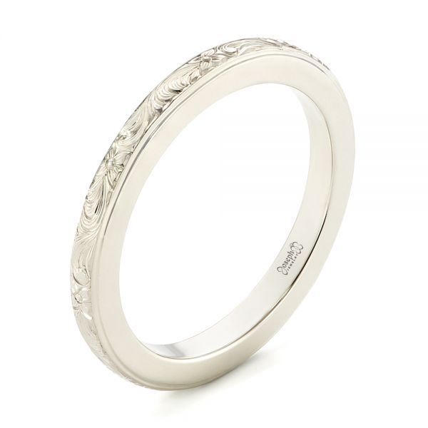 Custom Unplated Hand Engraved Wedding Band - Image