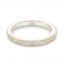 14k White Gold Custom Unplated Hand Engraved Wedding Band - Flat View -  103516 - Thumbnail