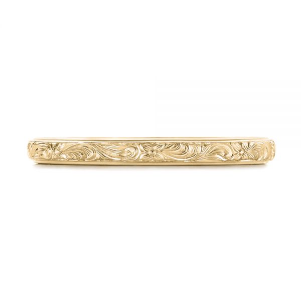 18k Yellow Gold 18k Yellow Gold Custom Unplated Hand Engraved Wedding Band - Top View -  103516