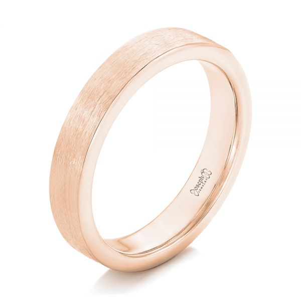 14k Rose Gold 14k Rose Gold Custom Wedding Band - Three-Quarter View -  102428