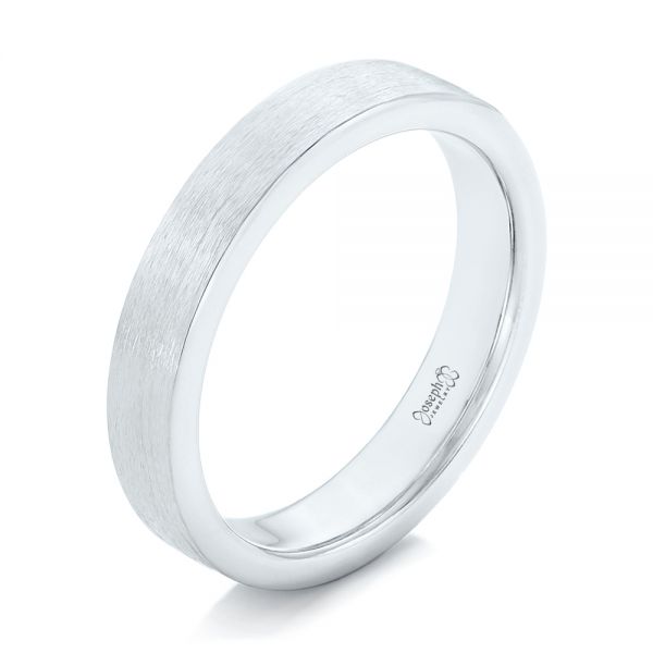 14k White Gold Custom Wedding Band - Three-Quarter View -  102428