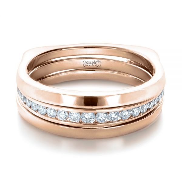 14k Rose Gold 14k Rose Gold Custom Diamonds Wedding Band - Flat View -  1307