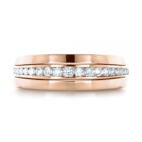 18k Rose Gold 18k Rose Gold Custom Diamonds Wedding Band - Top View - 1307