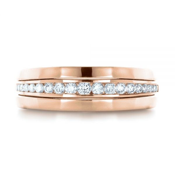 18k Rose Gold 18k Rose Gold Custom Diamonds Wedding Band - Top View -  1307