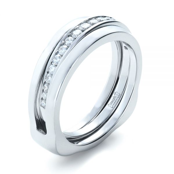  Platinum Platinum Custom Diamonds Wedding Band - Three-Quarter View -  1307