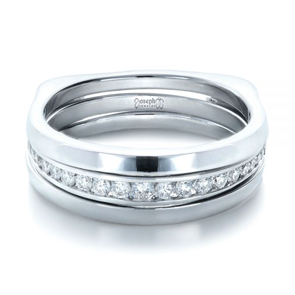 18k White Gold 18k White Gold Custom Diamonds Wedding Band - Flat View -  1307