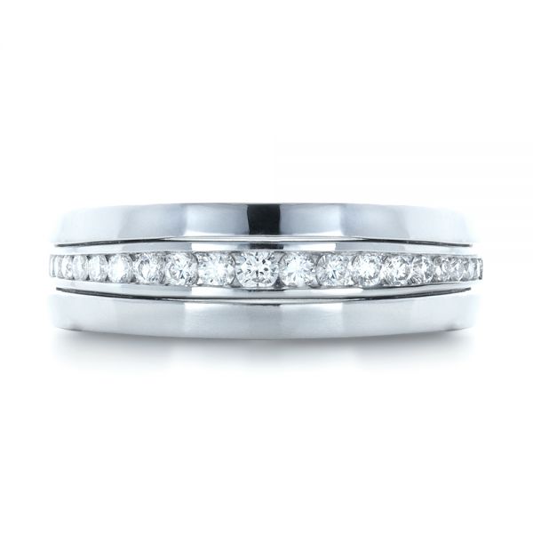 18k White Gold 18k White Gold Custom Diamonds Wedding Band - Top View -  1307