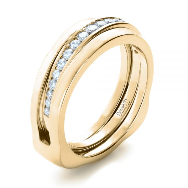 18k Yellow Gold 18k Yellow Gold Custom Diamonds Wedding Band - Three-Quarter View - 1307