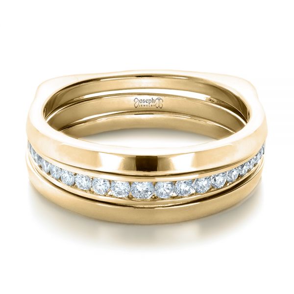 14k Yellow Gold 14k Yellow Gold Custom Diamonds Wedding Band - Flat View -  1307