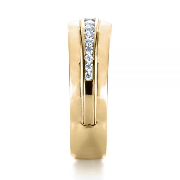 18k Yellow Gold 18k Yellow Gold Custom Diamonds Wedding Band - Side View -  1307