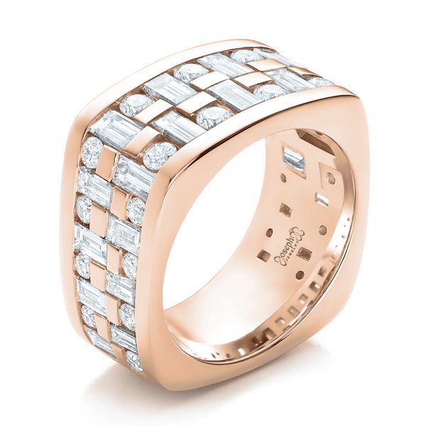 18k Rose Gold 18k Rose Gold Custom Women's Channel Set Diamond Anniversary Band - Three-Quarter View -  100481