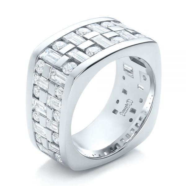  Platinum Custom Women's Channel Set Diamond Anniversary Band - Three-Quarter View -  100481