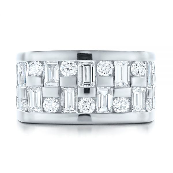 14k White Gold 14k White Gold Custom Women's Channel Set Diamond Anniversary Band - Top View -  100481