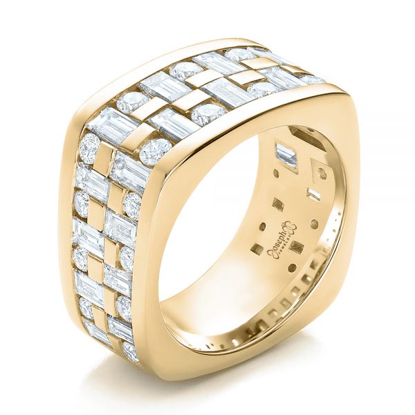 18k Yellow Gold 18k Yellow Gold Custom Women's Channel Set Diamond Anniversary Band - Three-Quarter View -  100481