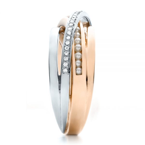 14k Rose Gold And Platinum Custom Women's Pearl And Diamond