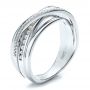  Platinum And 18K Gold Platinum And 18K Gold Custom Women's Pearl And Diamond Wedding Band - Three-Quarter View -  100011 - Thumbnail