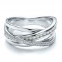  Platinum And 18K Gold Platinum And 18K Gold Custom Women's Pearl And Diamond Wedding Band - Flat View -  100011 - Thumbnail