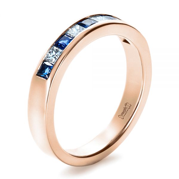 18k Rose Gold 18k Rose Gold Custom Women's Wedding Band - Three-Quarter View -  1425